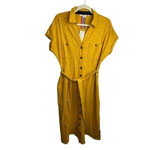 Boden Yellow Button-Front Mini Dress